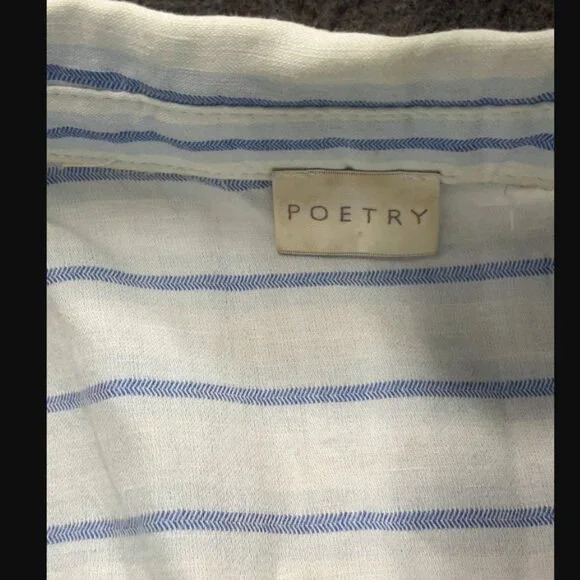 Poetry linen and cotton striped midi shirt dress, US Size 6 (UK10) - Picture 2 of 6